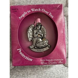 Gloria Duchin Pewter Ornament Angels Watch Over You Protection Swarovski Crystal